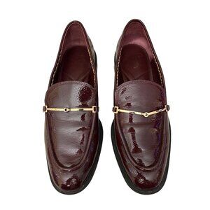 Womens Sarto Italian Burgundy Leather Loafers With Gold Accent Size 9M